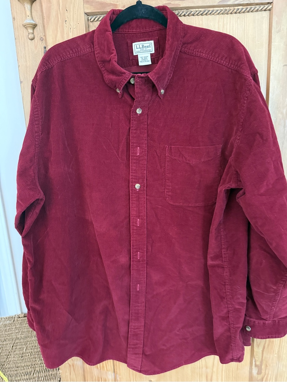L.L. Bean Men's Corduroy Button-Down Shirt - Deep Red